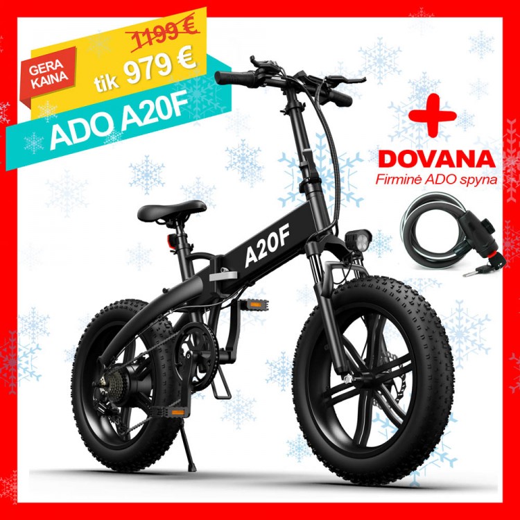 ADO A20F elektrinis dviratis Fat bike 500W sulankstomas juodas