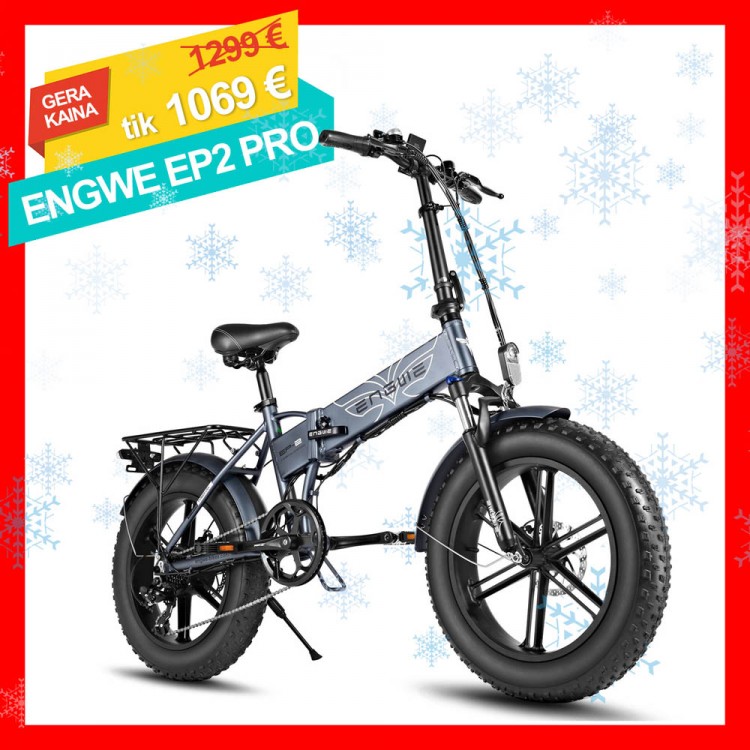 ENGWE EP-2 PRO 750W elektrinis dviratis Fat bike sulankstomas pilkas