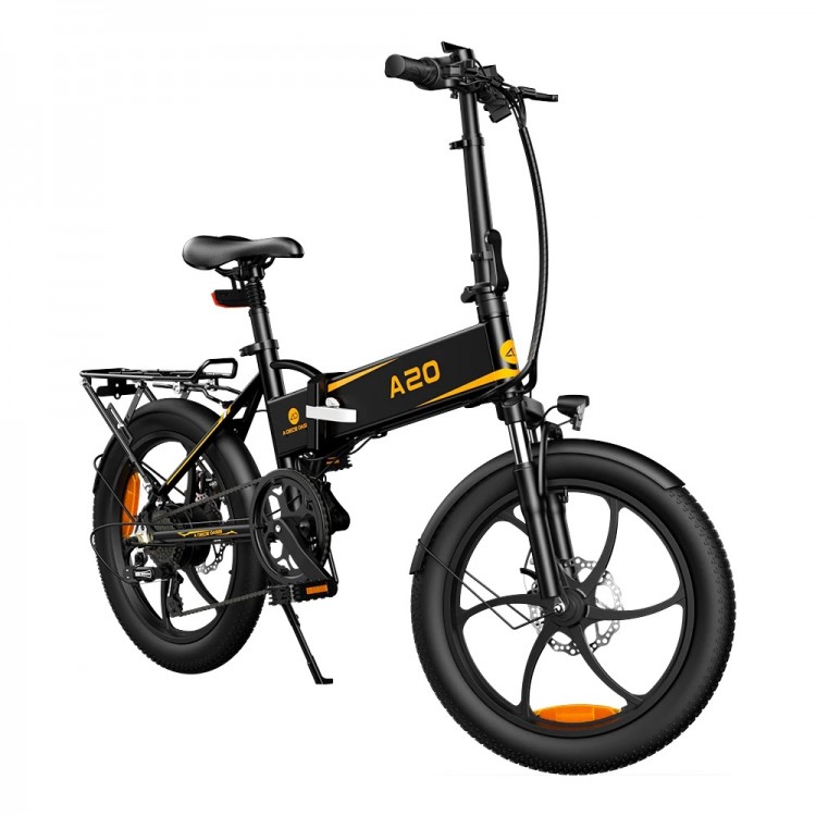 ADO A20 XE elektrinis dviratis sulankstomas juodas
