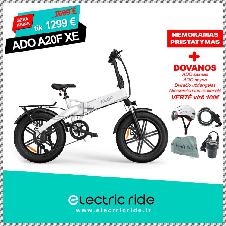 ADO A20F XE elektrinis dviratis Fat bike sulankstomas baltas