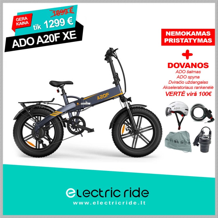 ADO A20F XE elektrinis dviratis Fat bike sulankstomas pilkas