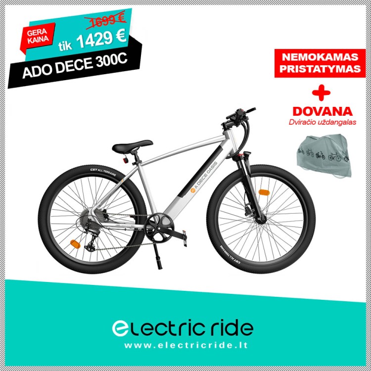 ADO DECE 300C elektrinis dviratis sidabrinis