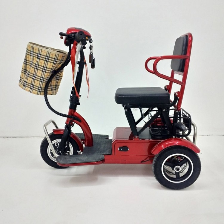 Elektrinis triratis sulankstomas skuteris vežimėlis M1-X3 350W 12Ah LI-ION raudonas