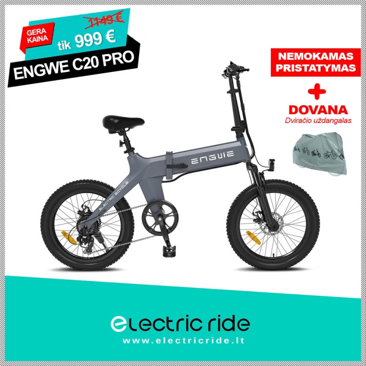 ENGWE C20 PRO elektrinis dviratis Fat bike pilkas